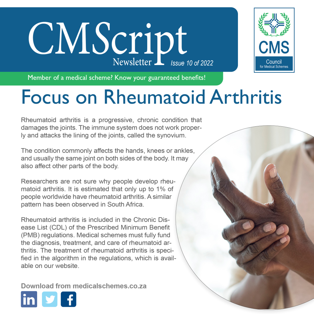 CMScript 10 of 2022 Focus on Rheumatoid Arthritis Council for